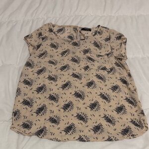 Premise Studio Beige and Black Floral Blouse